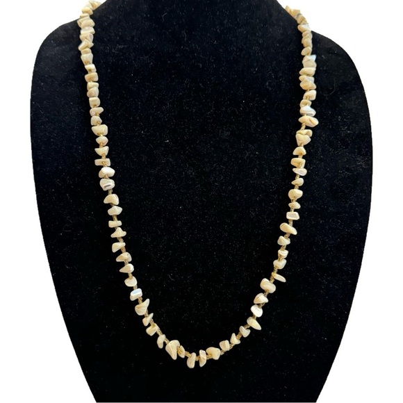 Vintage Artisan Mother of Pearl and Beaded Butterscotch Necklace Handmade - Picture 1 of 16